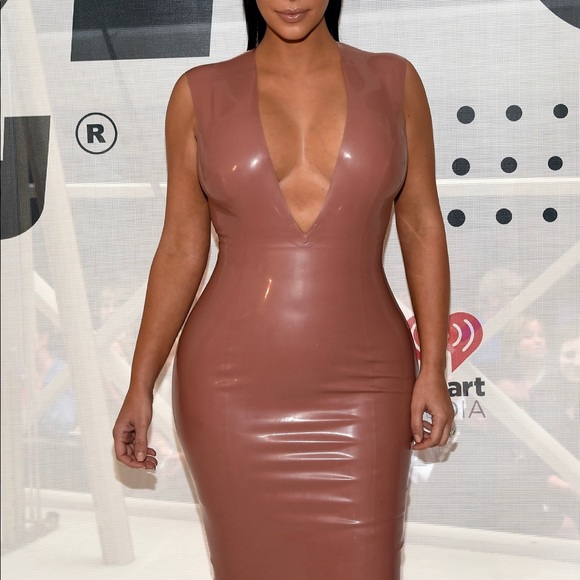 Nude Latex Bodycon Dress - Picture 1 of 2
